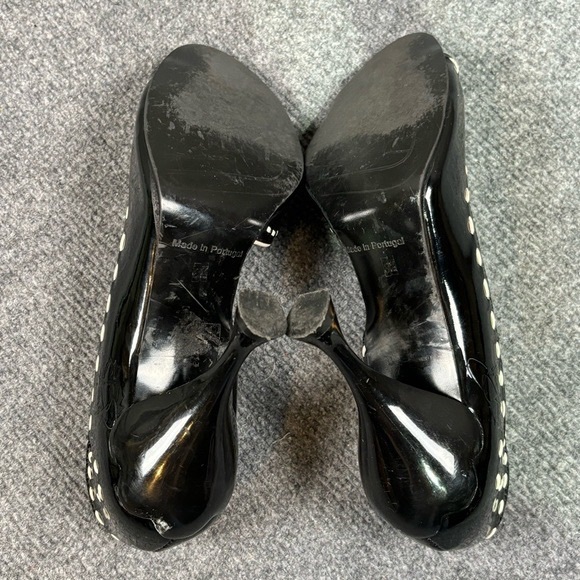John Fluevog Heels Women’s 8.5 Listen Up Audrey Patent Leather Classic Black - Picture 4 of 9